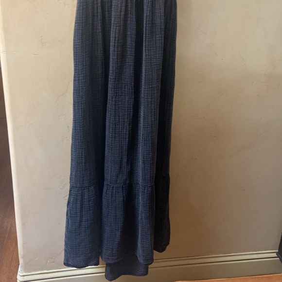 Sz S by Anthropologie Gauzy Strapless or Halter Neck Maxi Dress Washed Black - Picture 5 of 7